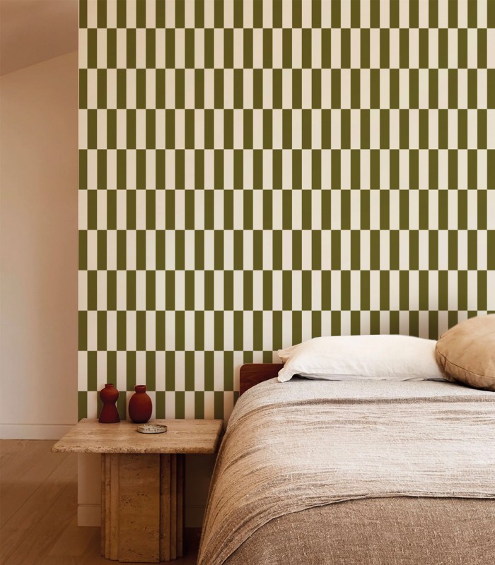 Tetris Stripe Olive tapete - Wallcolors  - Exklusive Hintergrundbilder