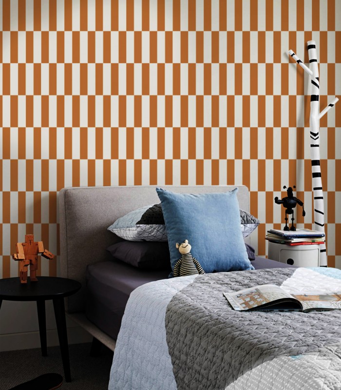 Tetris Stripe Terracotta tapete - Wallcolors  - Exklusive Hintergrundbilder