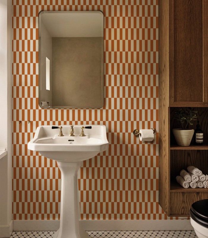 Tetris Stripe Terracotta tapete - Wallcolors  - Exklusive Hintergrundbilder