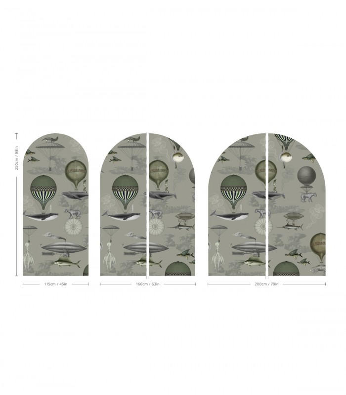 Arch Vintage balloons green - Wallcolors - Ekskluzywne Tapety
