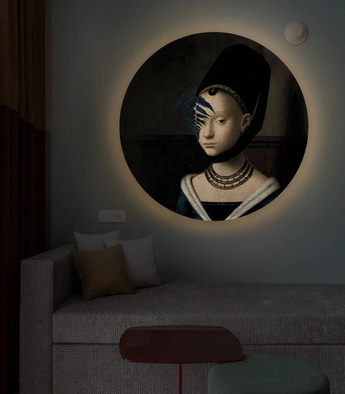 DOTS Lighting w stylu vintage zawieszony nad komodą w salonie