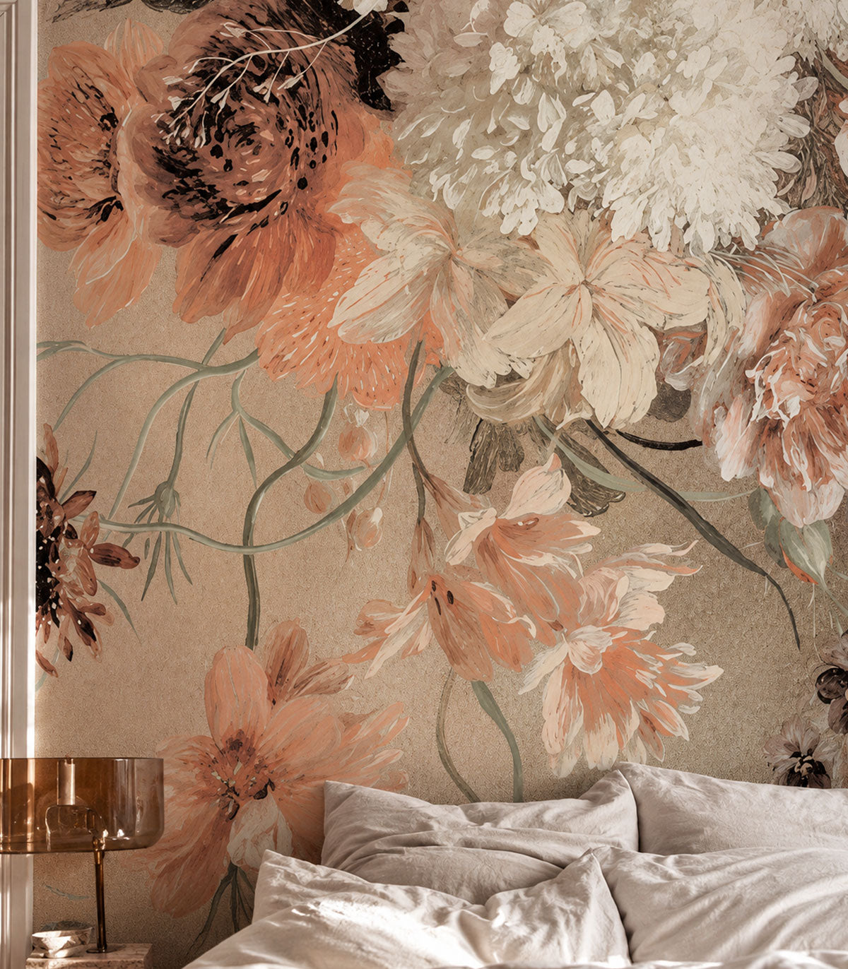 Carta da parati Beige floral