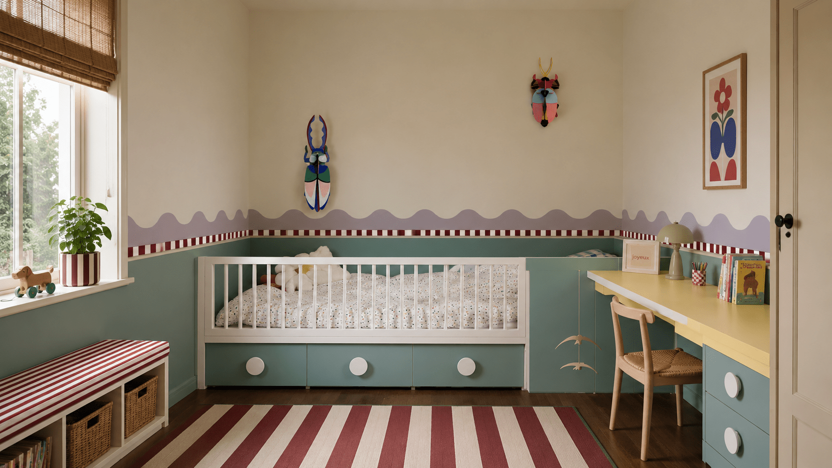 Border Waves Play Soft Lilac - Wallcolors®