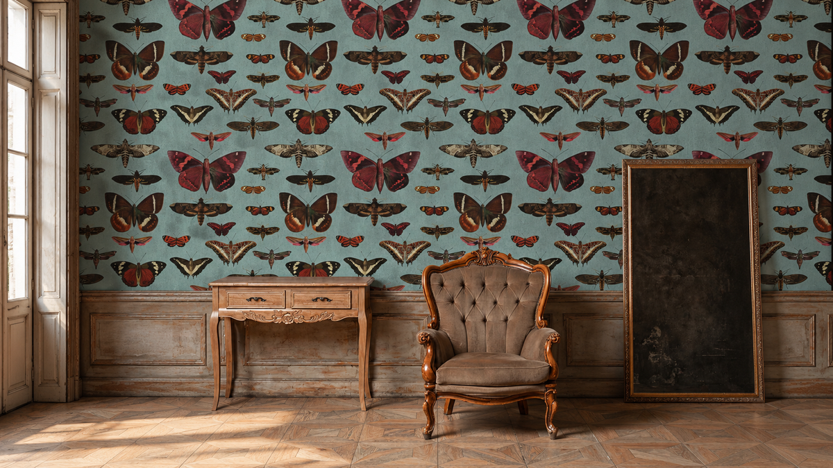 Papel pintado Butterflies Turquoise