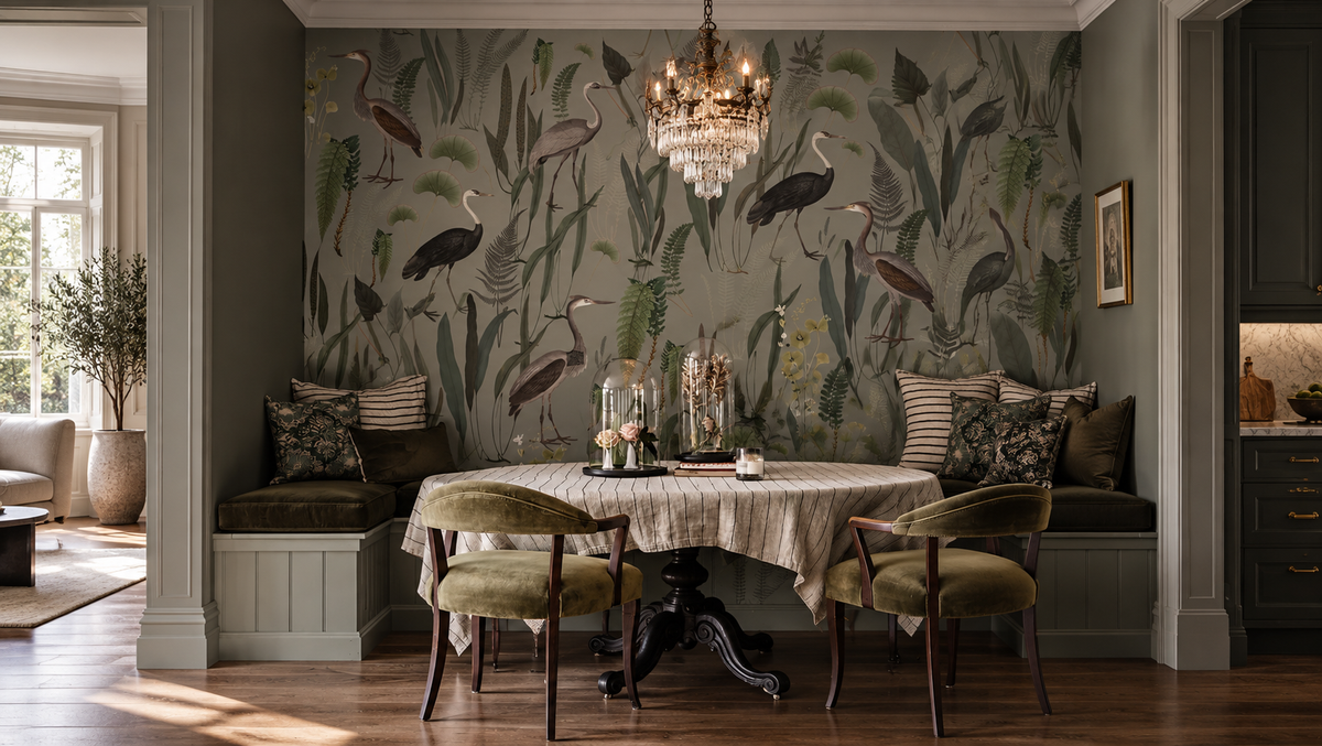Wallpaper Calm Heron Mint