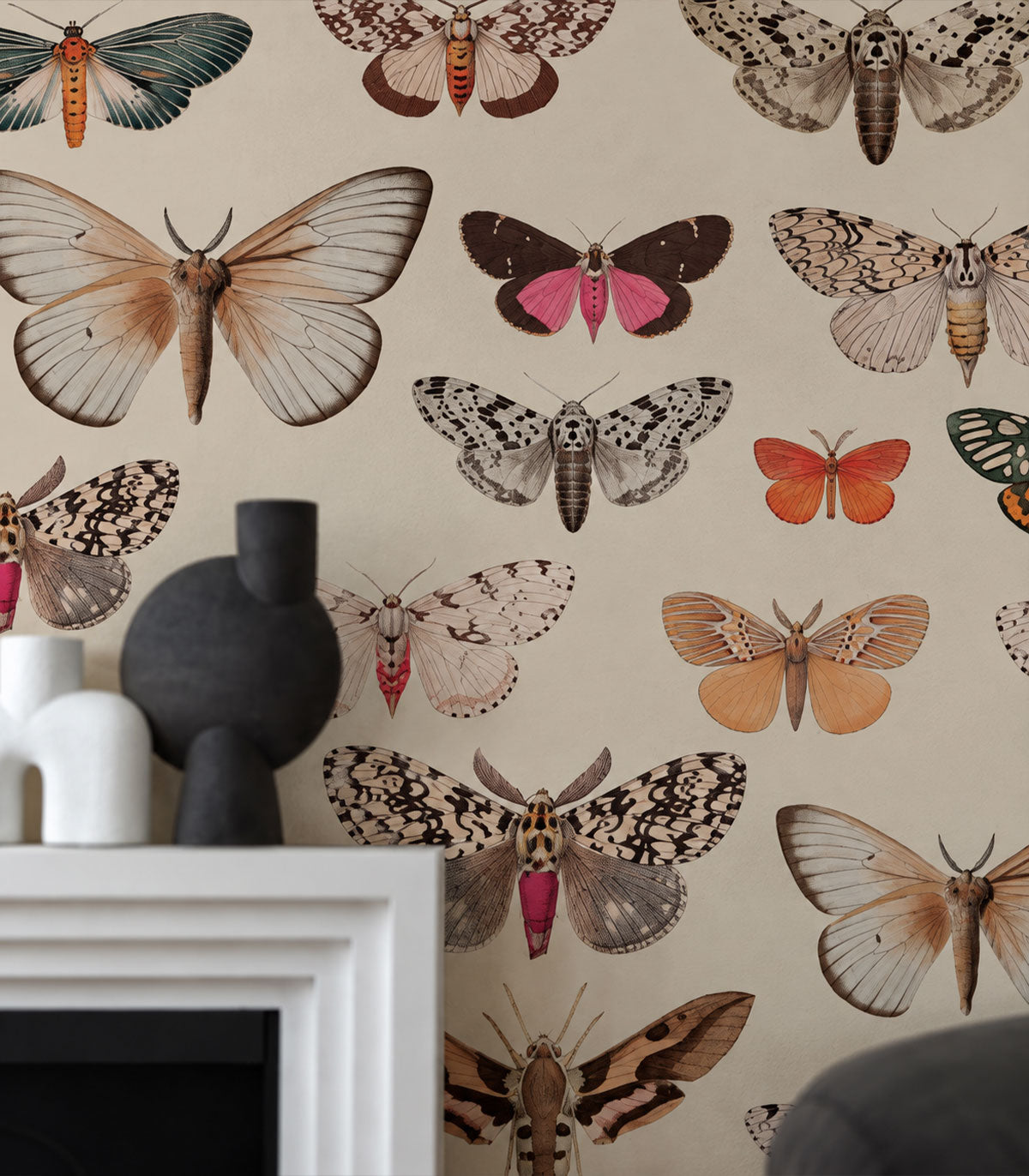 Tapeta Colorful Butterfly Light Beige