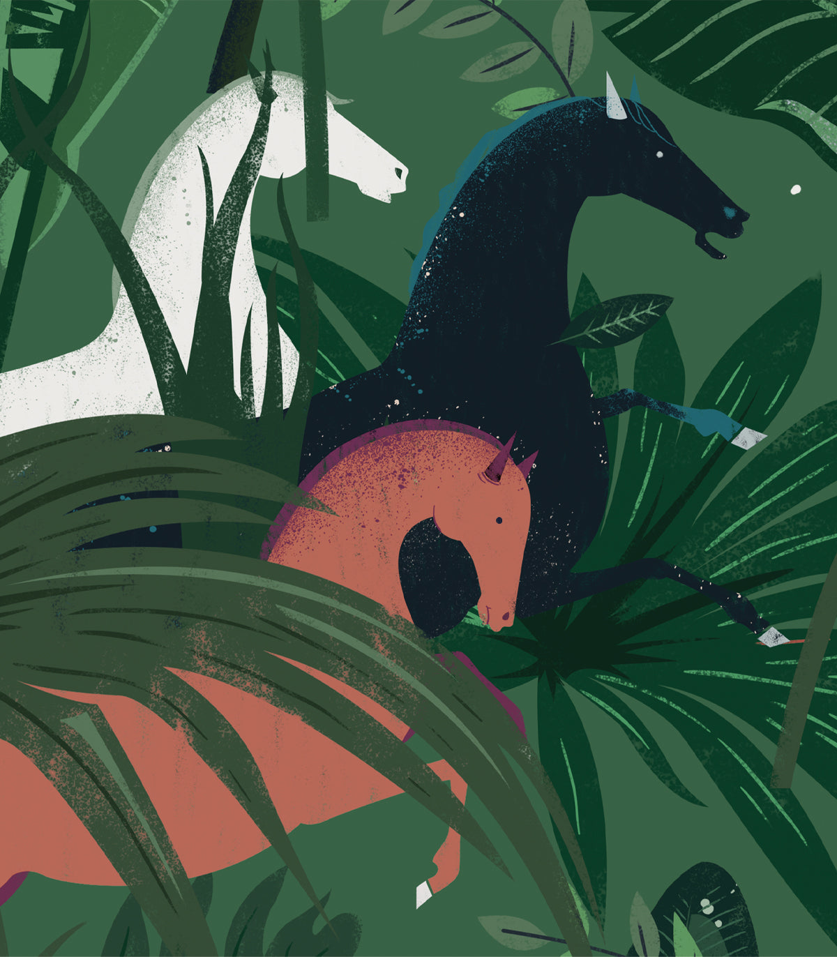 Tapeta Dream Horses Green