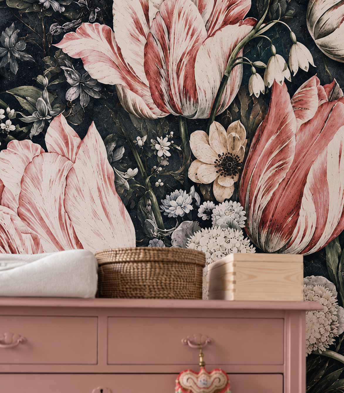 Carta da parati Floral Navy