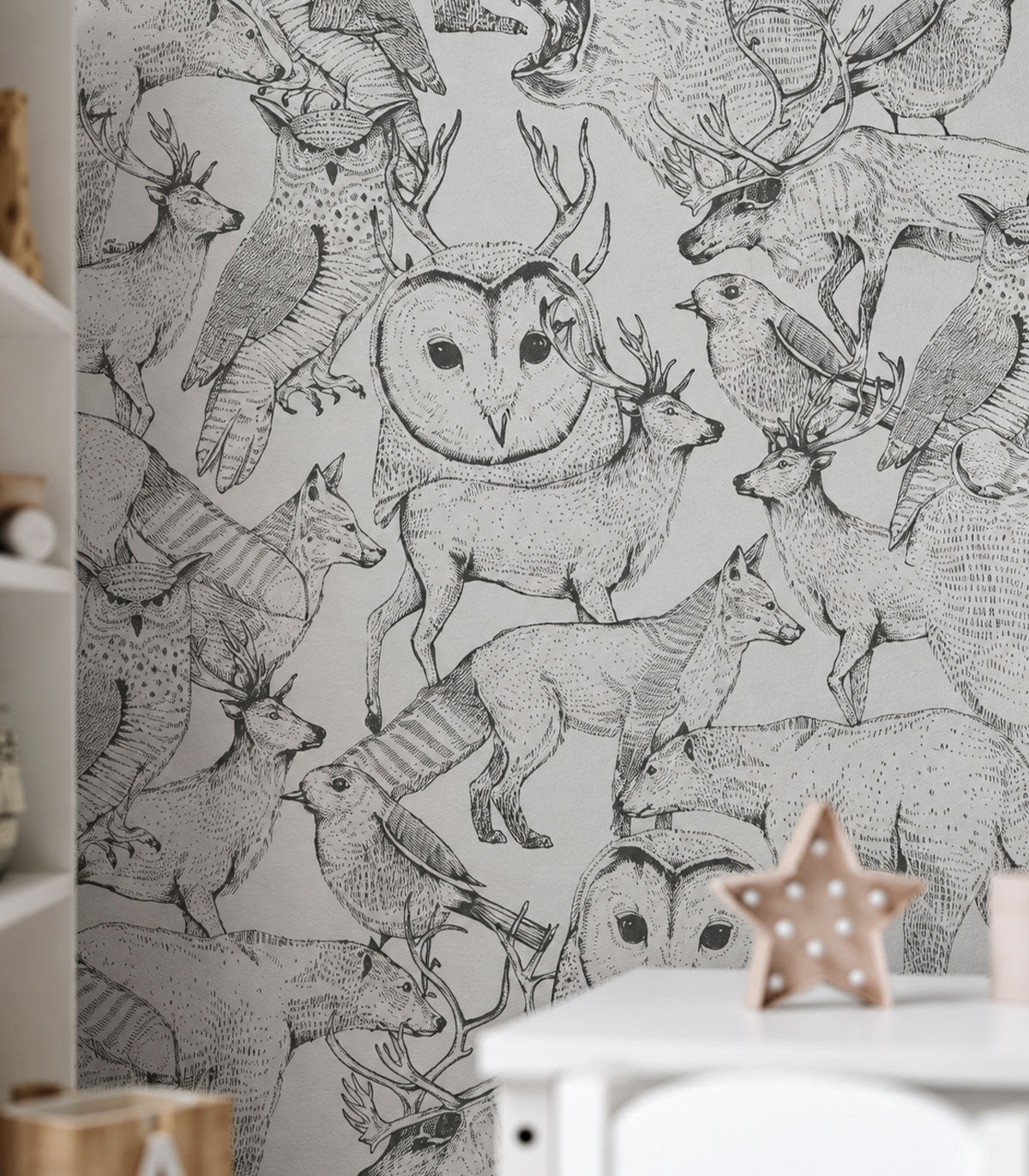 Carta da parati Forest Friends Grey