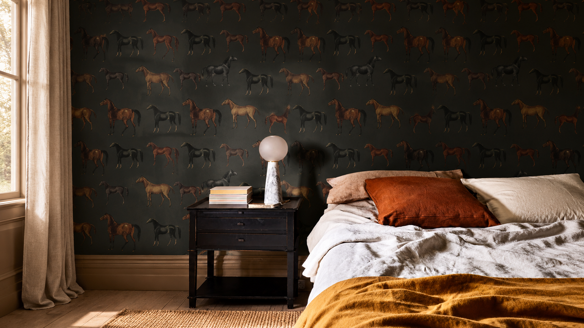 Wallpaper Horses Olive