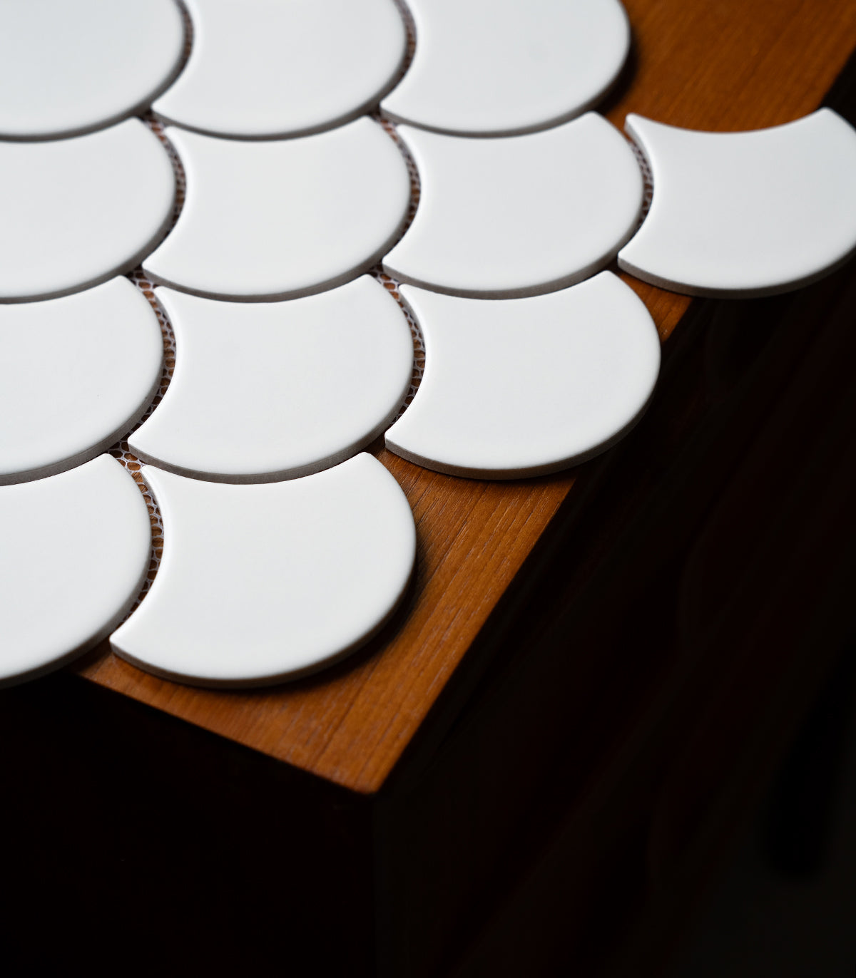 Fish scale white matte mosaic