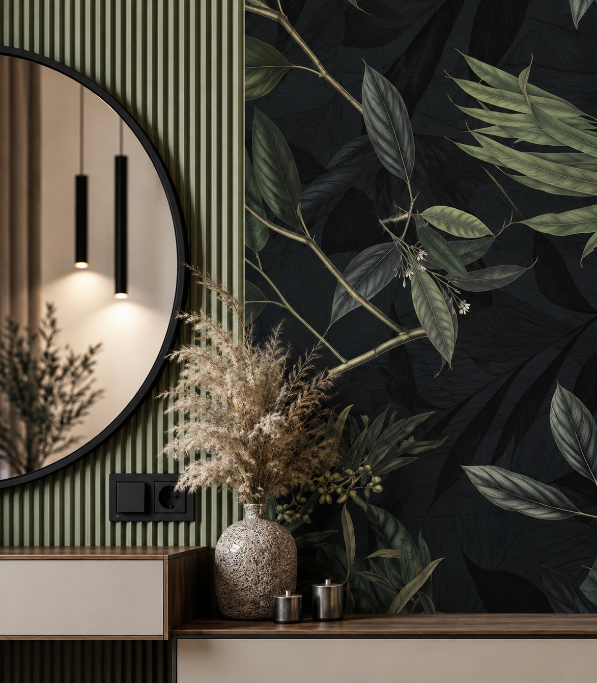 Carta da parati Olive Branch Green