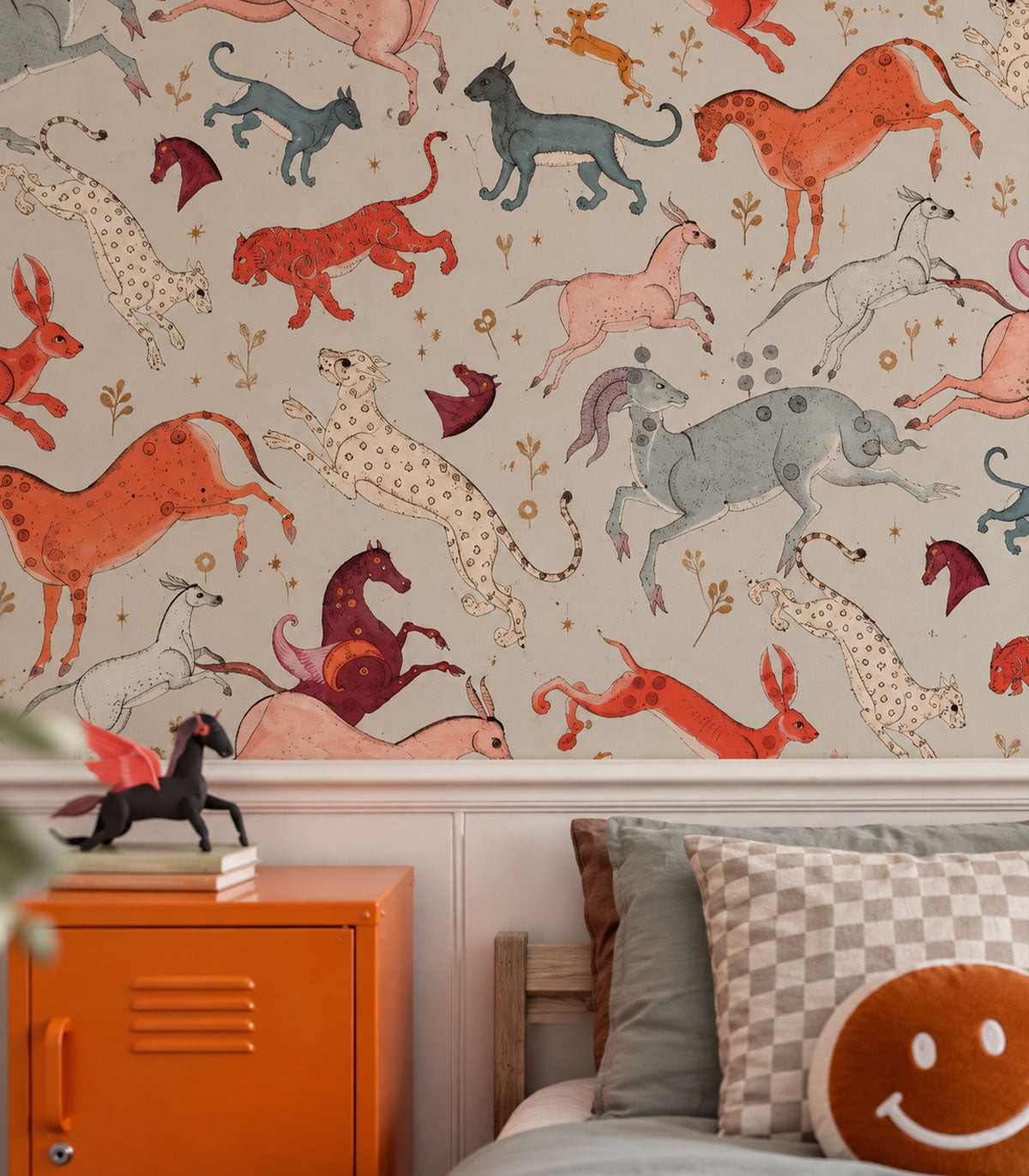 Carta da parati Oriental Animals Light Blue