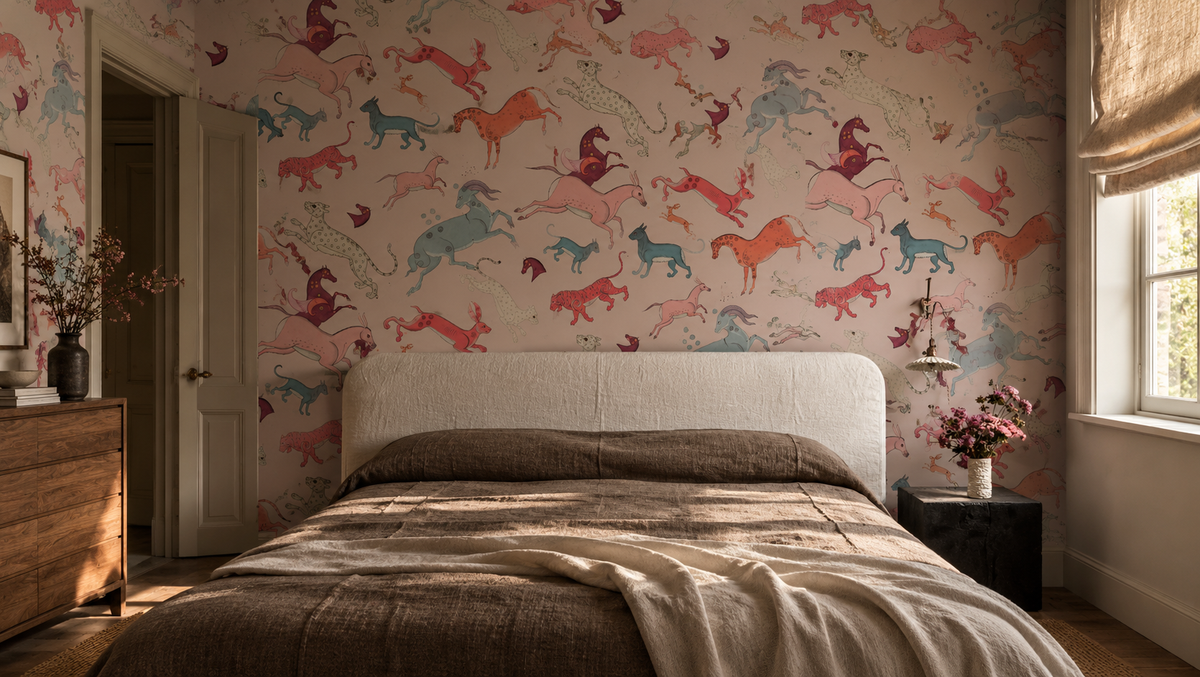 Tapete Oriental Animals Light Pink