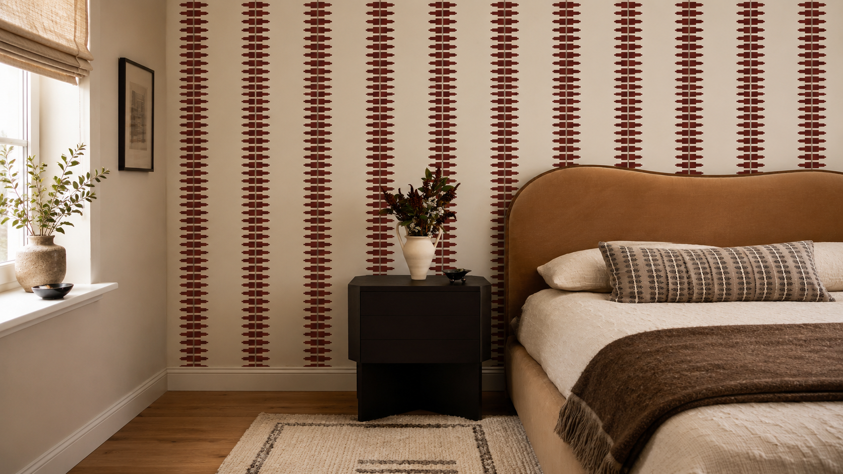 Tapete Ornament Line Clay Brick Red