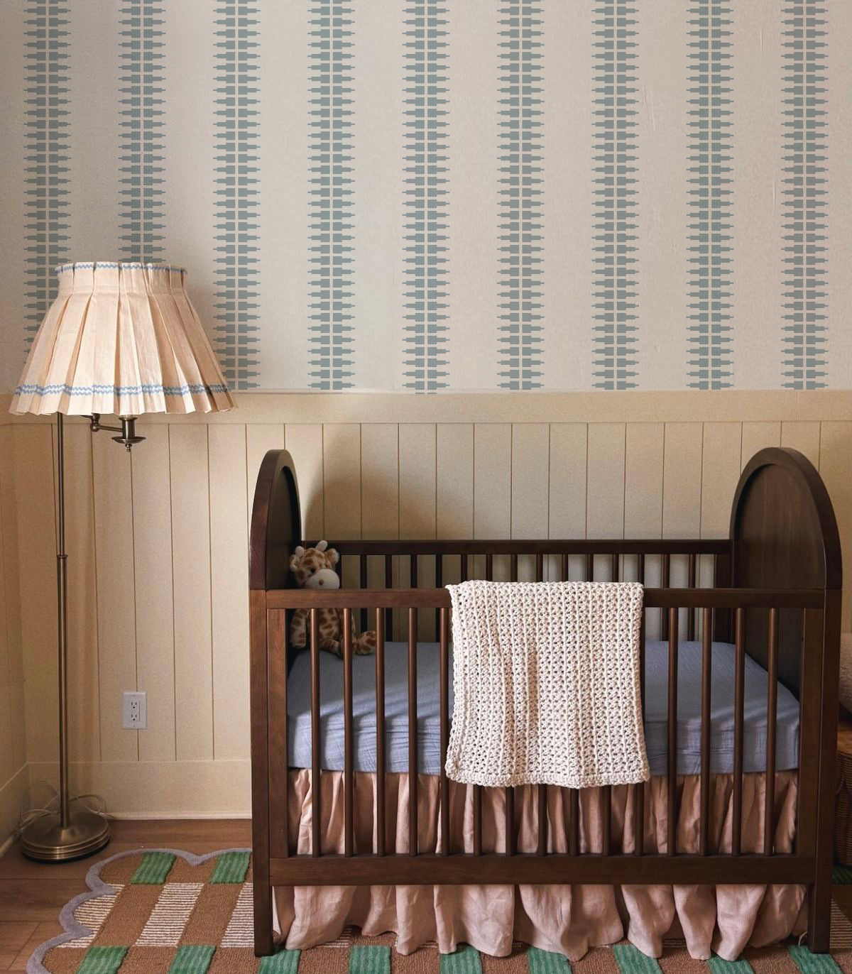 Tapeta Ornament Line Mist Blue