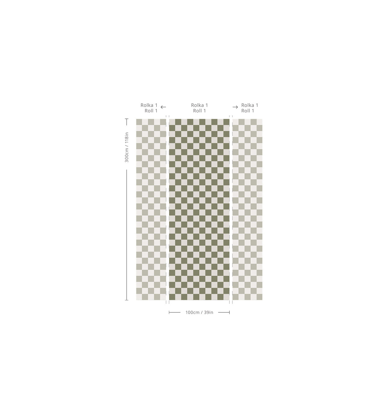 Tapeta Square Checks Tate Olive