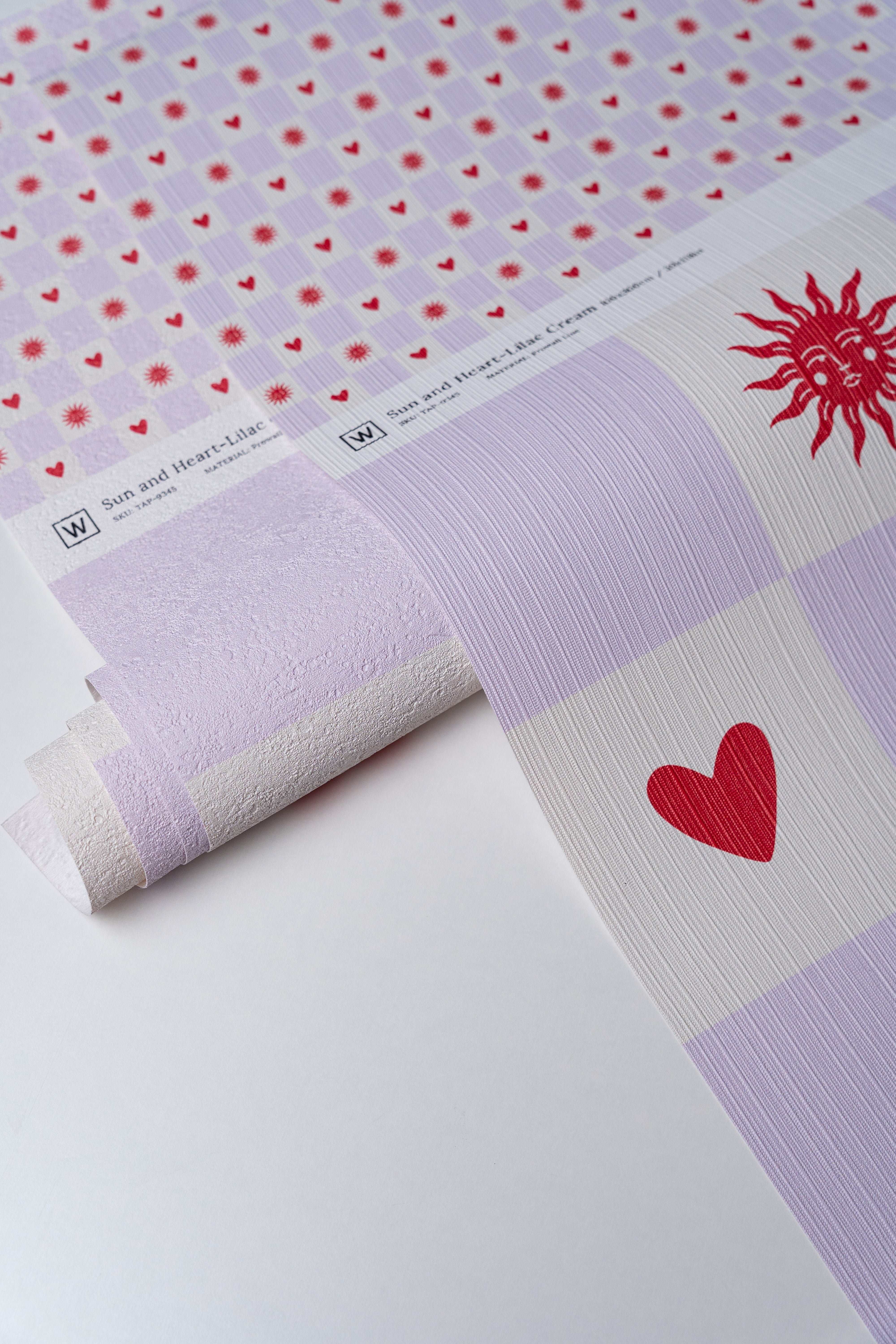 Wallpaper Sun and heart Lilac Cream
