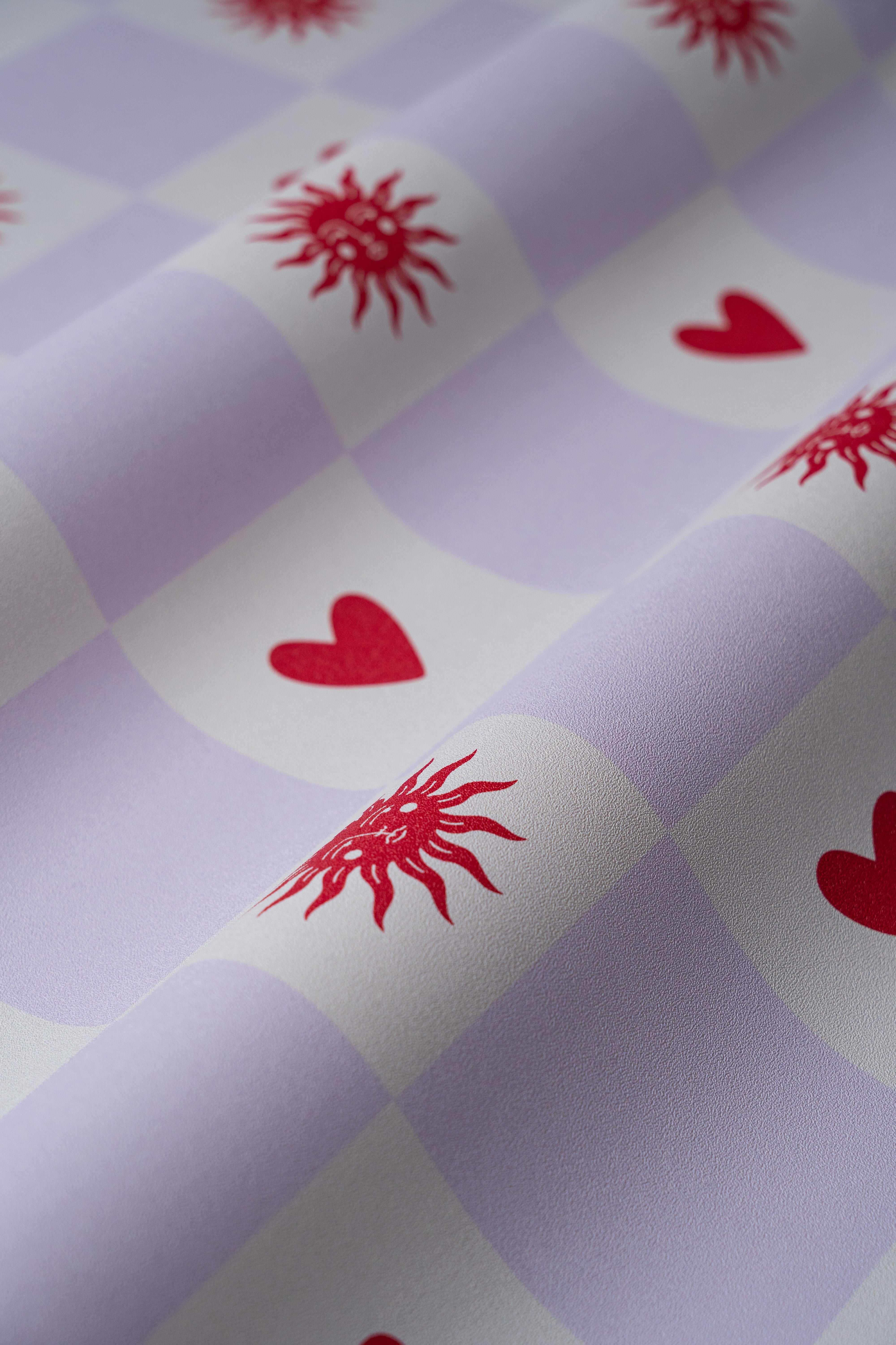 Wallpaper Sun and heart Lilac Cream