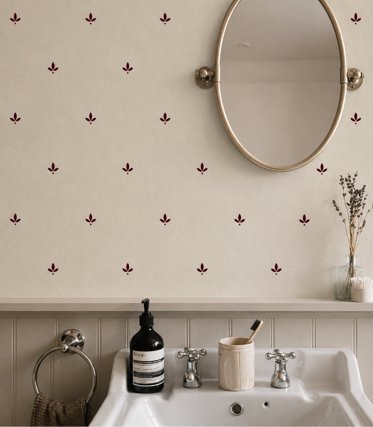 Tapeta Tiny Clover Burgundy