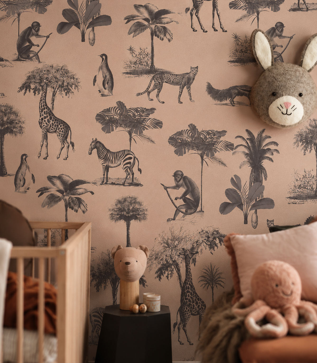 Wallpaper Vintage animals pink