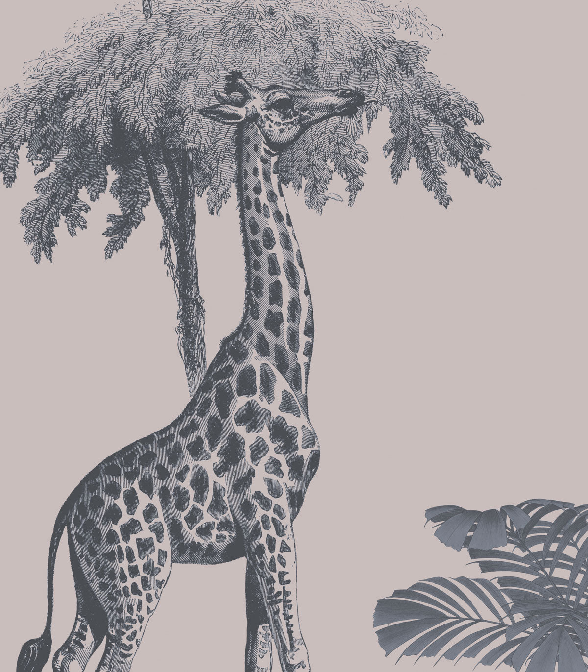 Lila Tapete Vintage Tiere