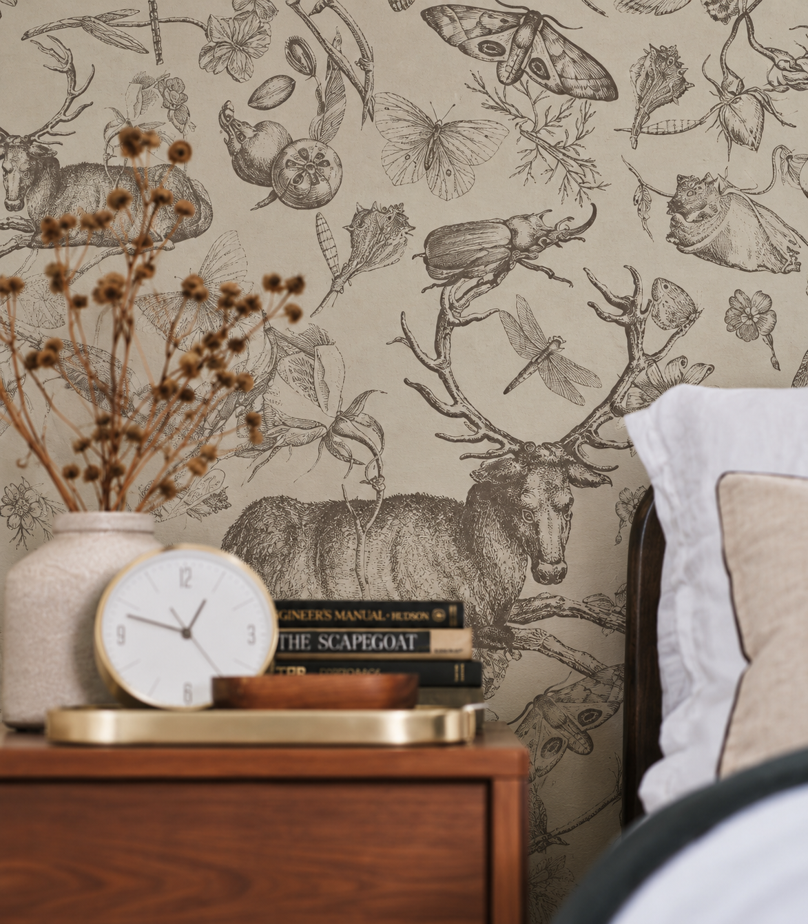 Papier peint Vintage botanic light brown