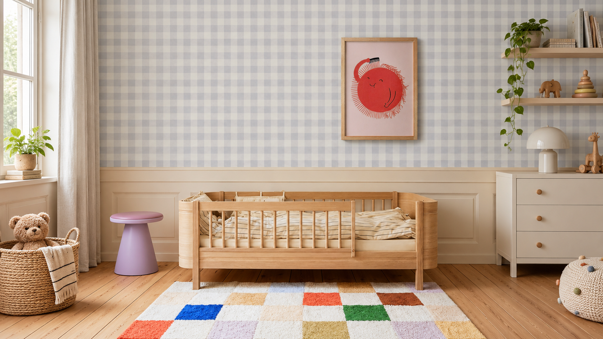 Wallpaper Watercolor Checks Lavender Haze