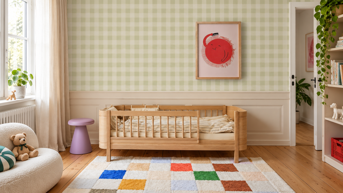 Wallpaper Watercolor Checks Spring Green