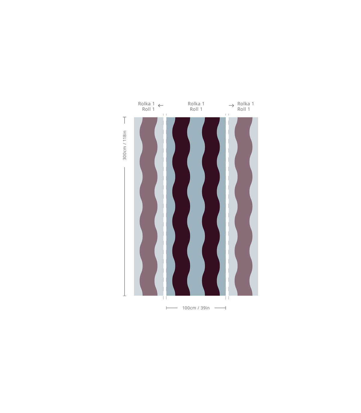 Tapeta Wave Stripe Deep Burgundy