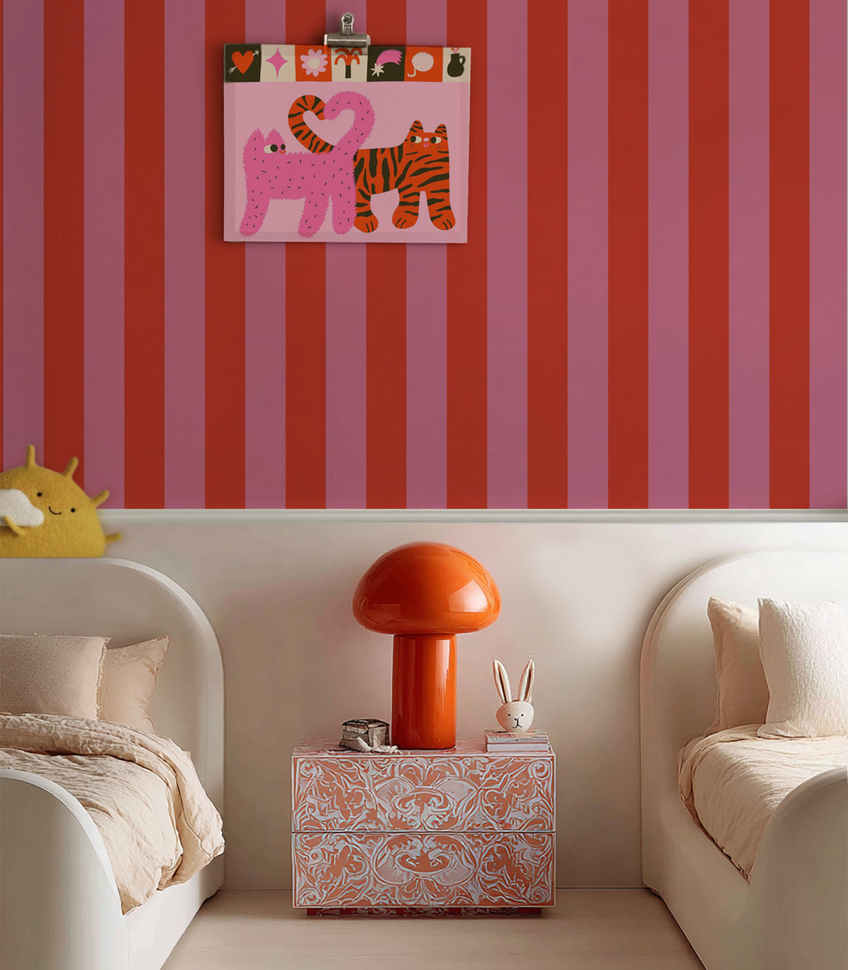 Tapeta Wide Stripe Play Cherry Pink