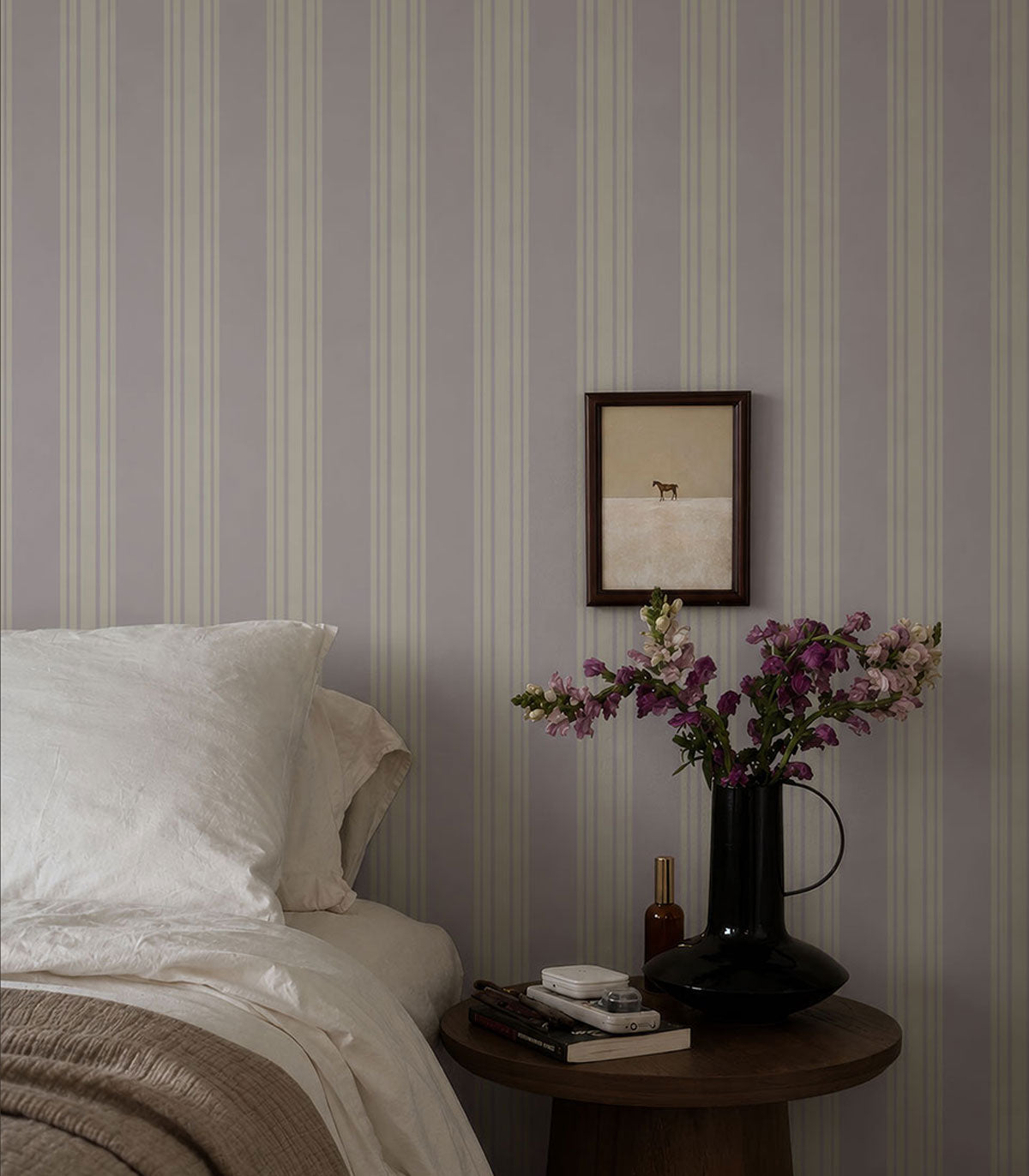 Wallpaper Woven Stripe Warm Taupe