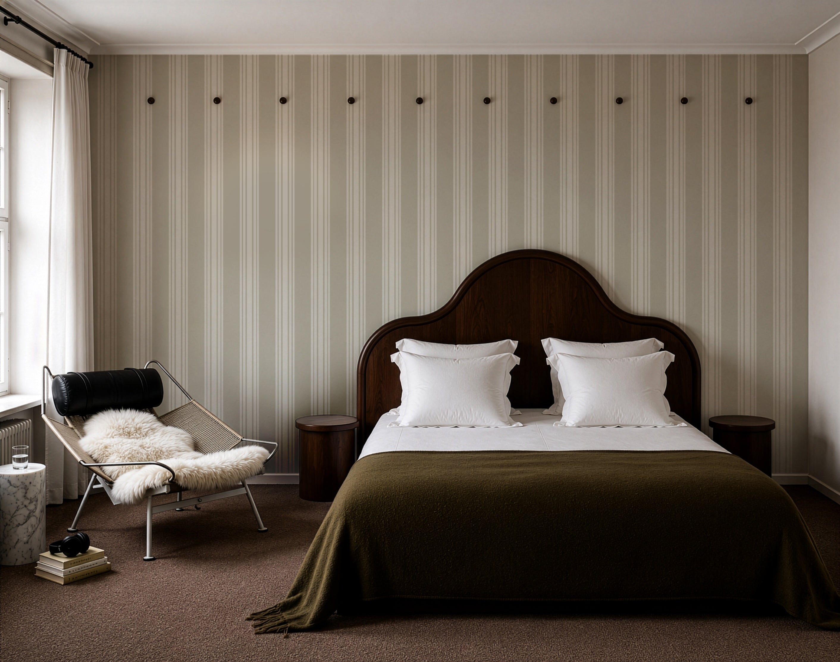 Wallpaper Woven Stripe Soft Olive