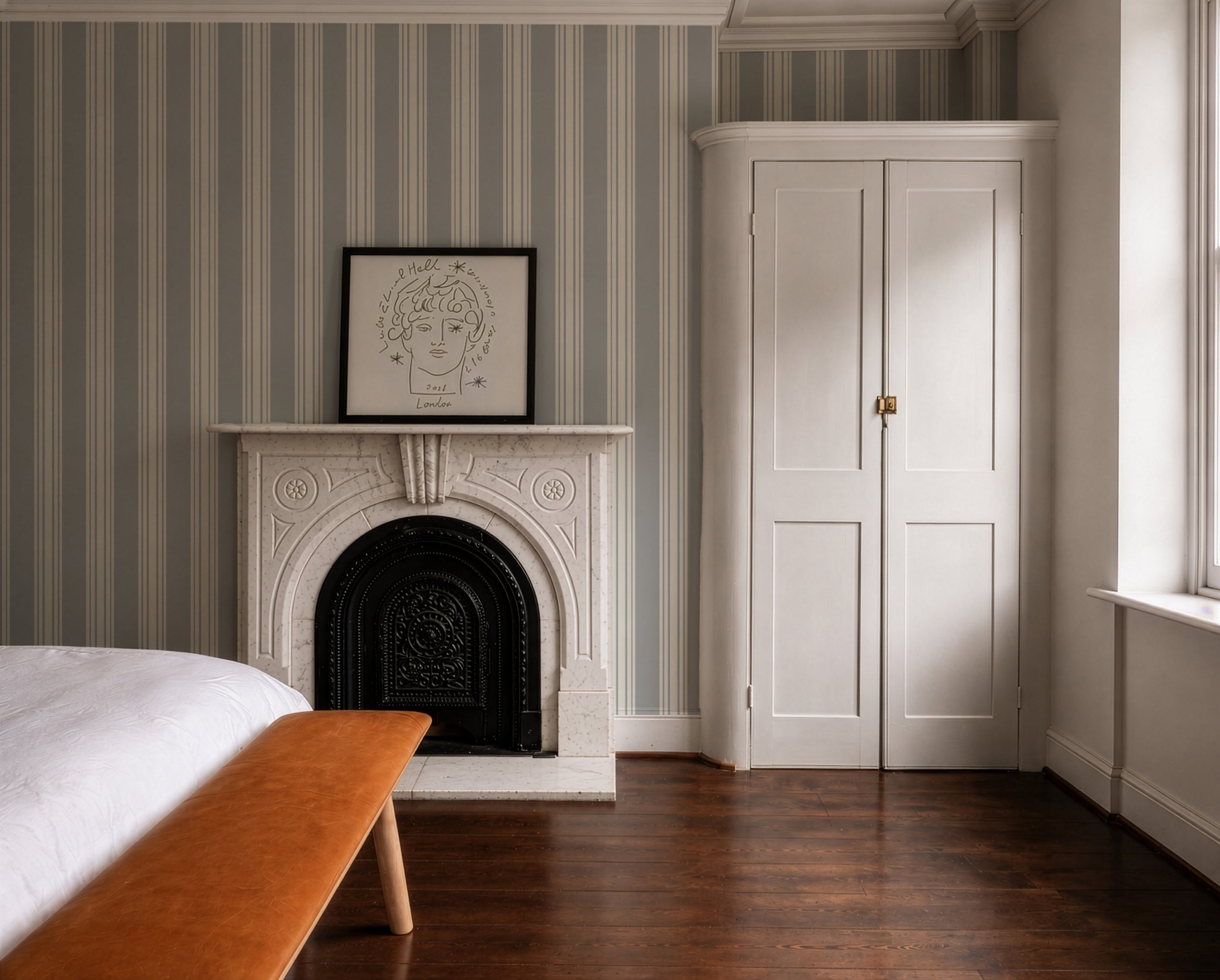 Wallpaper Woven Stripe Steel Gray