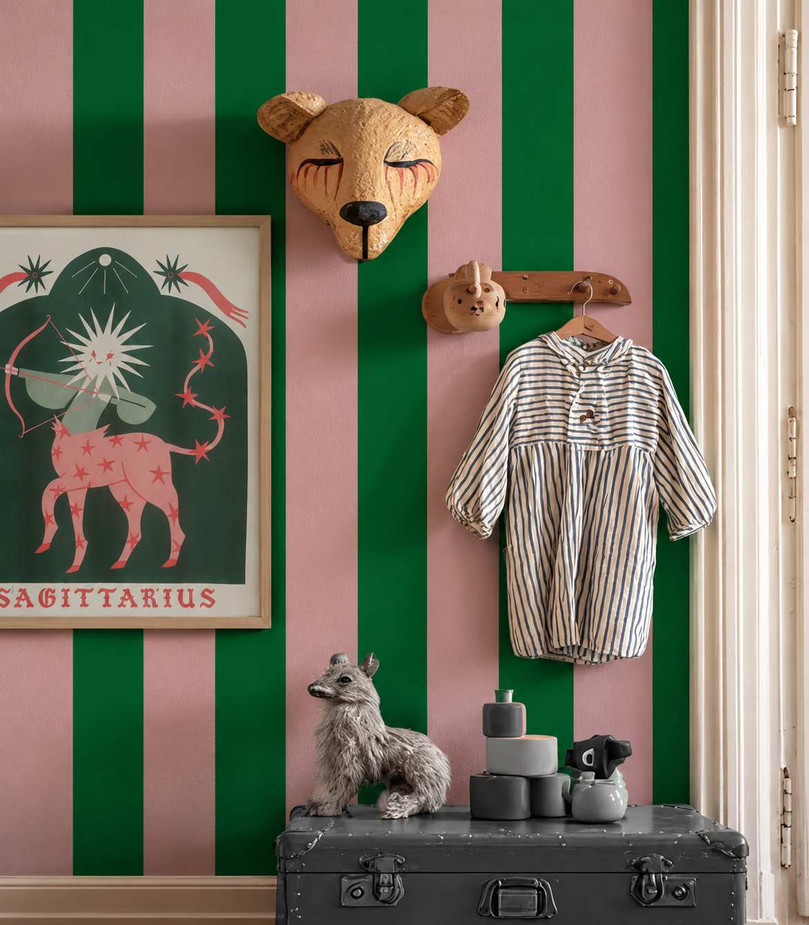Tapete Wide Stripe Play Forest Blush