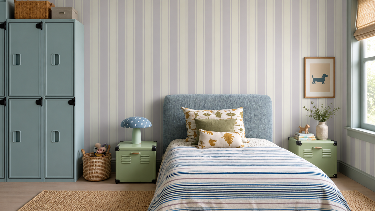 Carta da parati Gentle Stripe Lilac Mist
