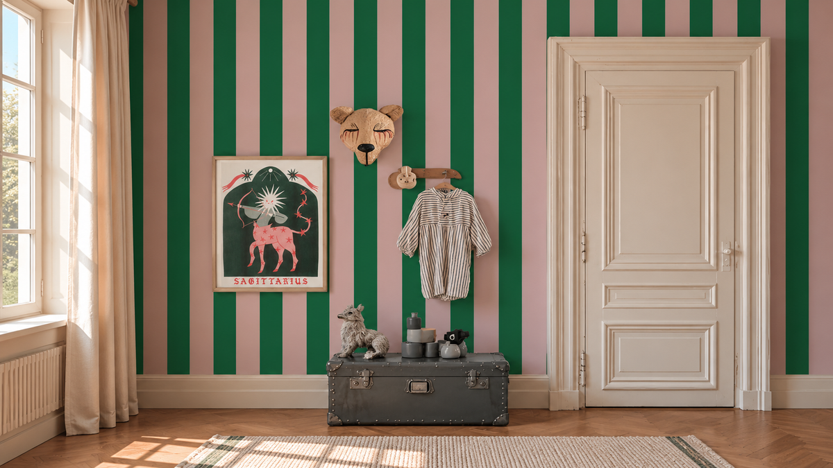 Tapete Wide Stripe Play Forest Blush
