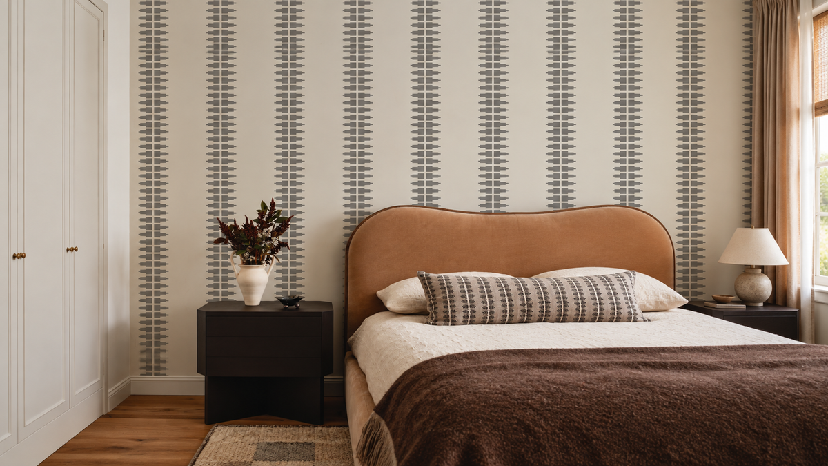 Papel pintado Ornament Line Clay Warm Linen