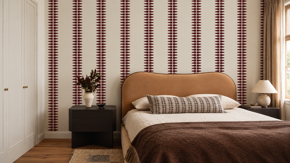 Tapeta Ornament Line Clay Wine Rose