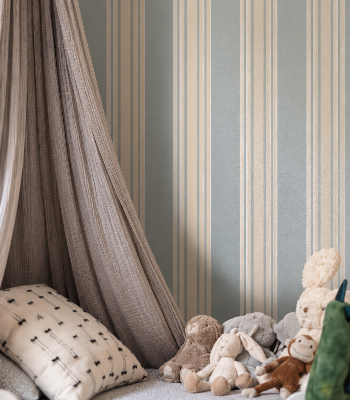 Carta da parati Woven Stripe Dusty Blue