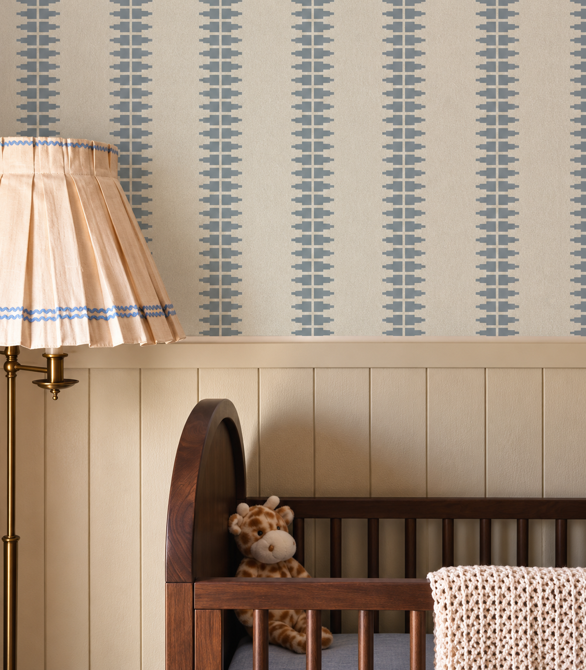 Tapete Ornament Line Mist Blue