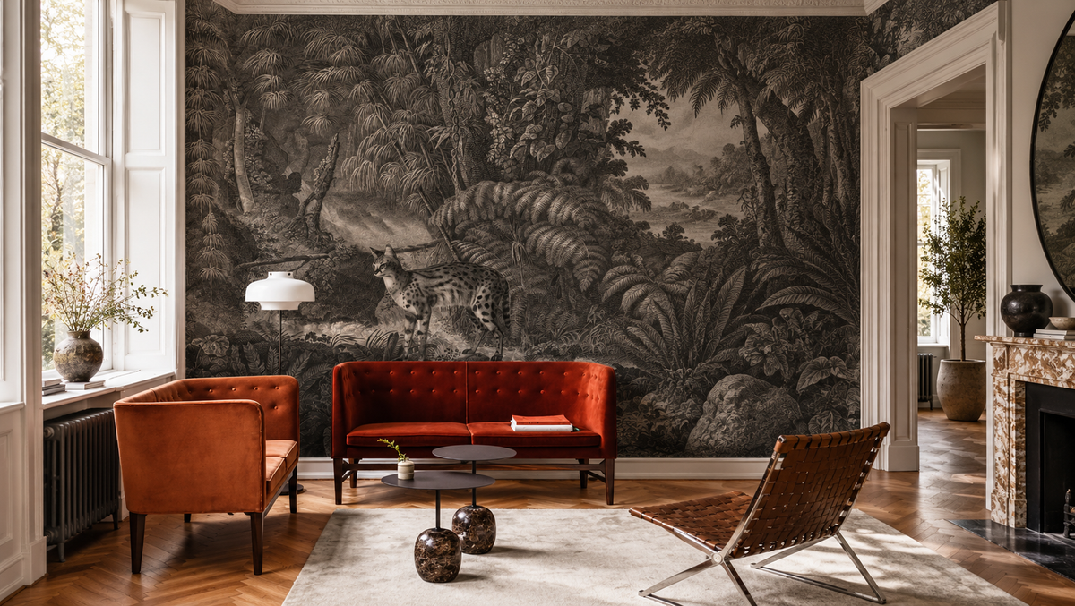 Papel pintado Palms and cats