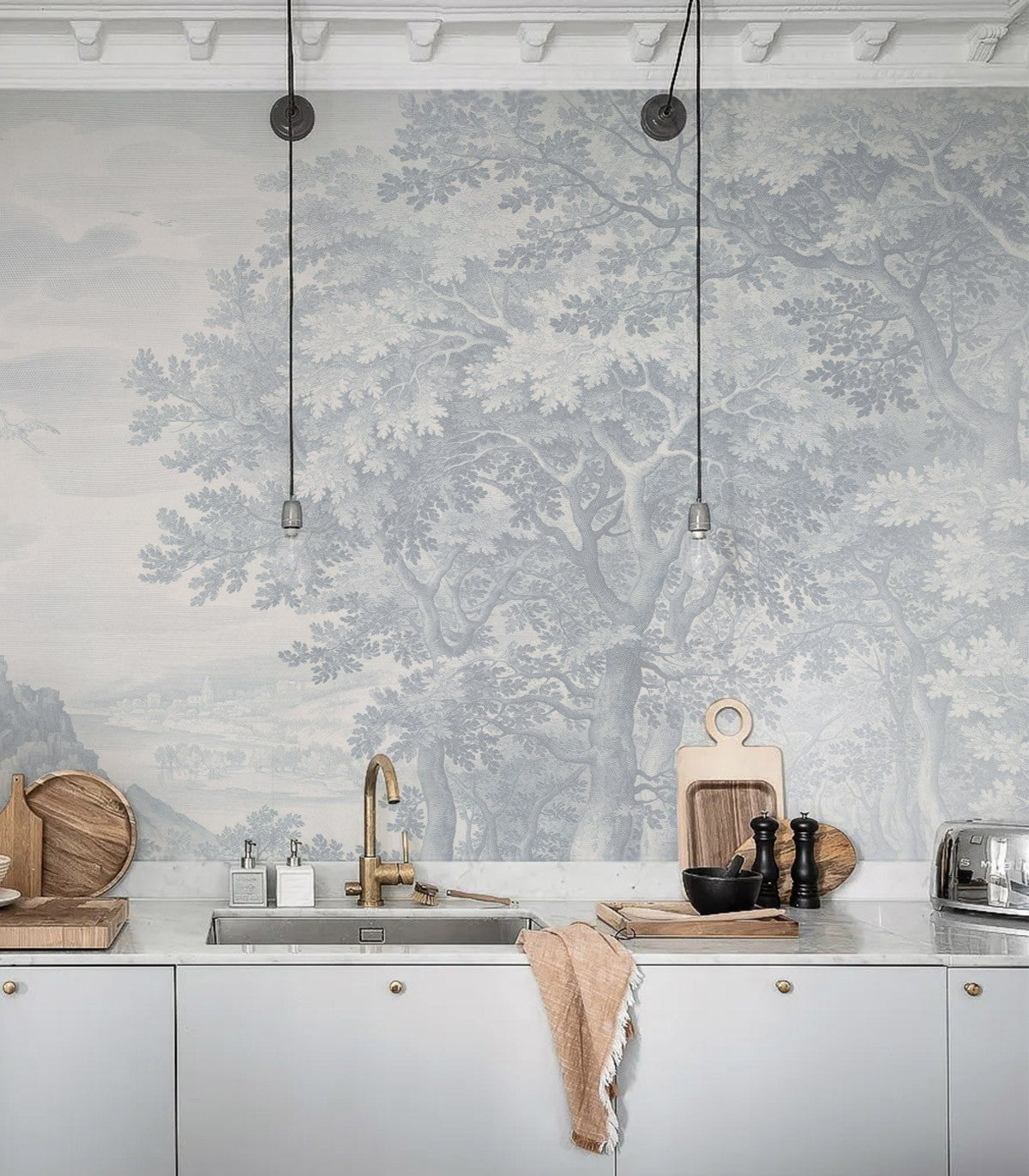 Ethereal Forest Blue Wallpaper