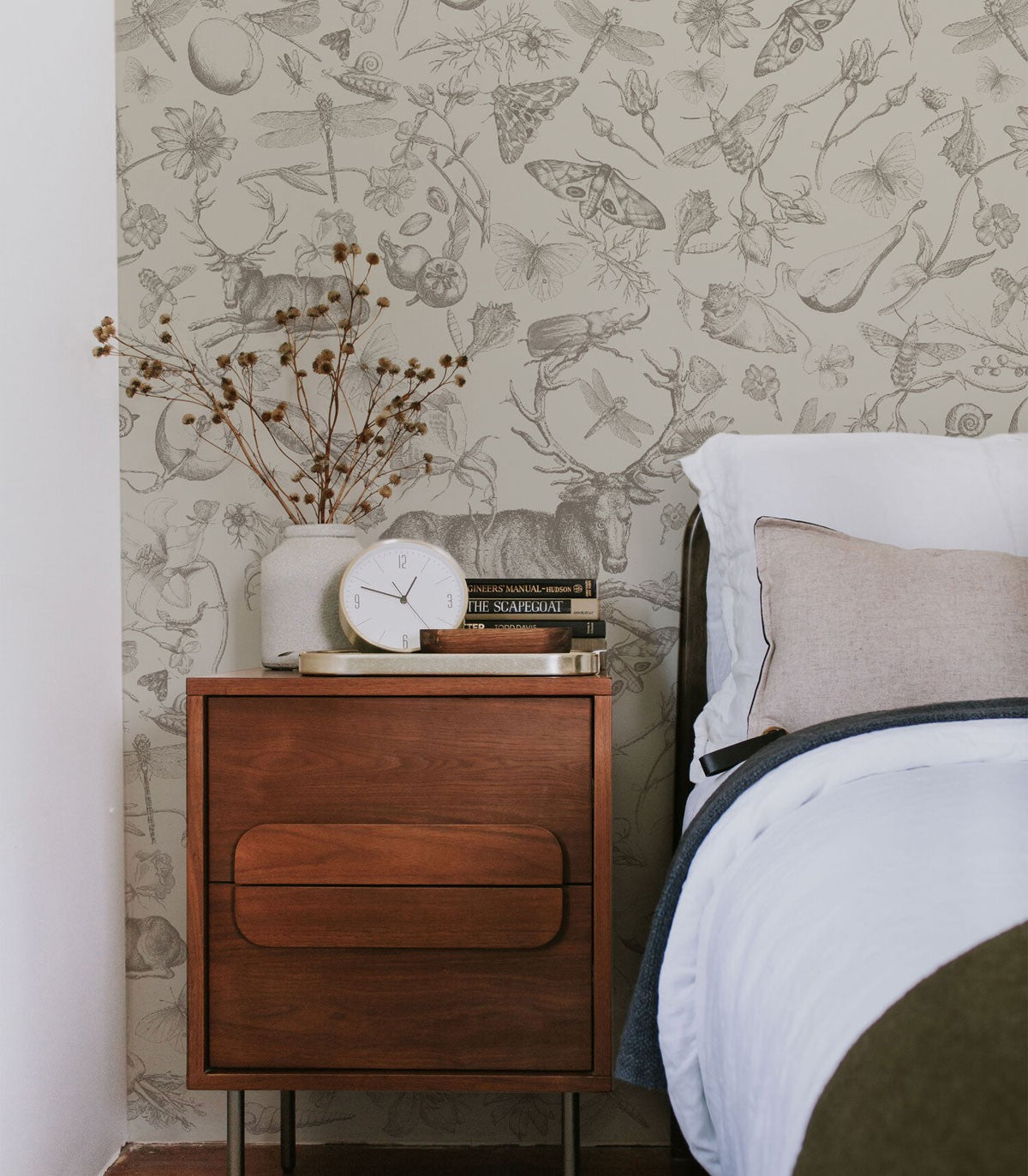 Vintage botanic light brown wallpaper
